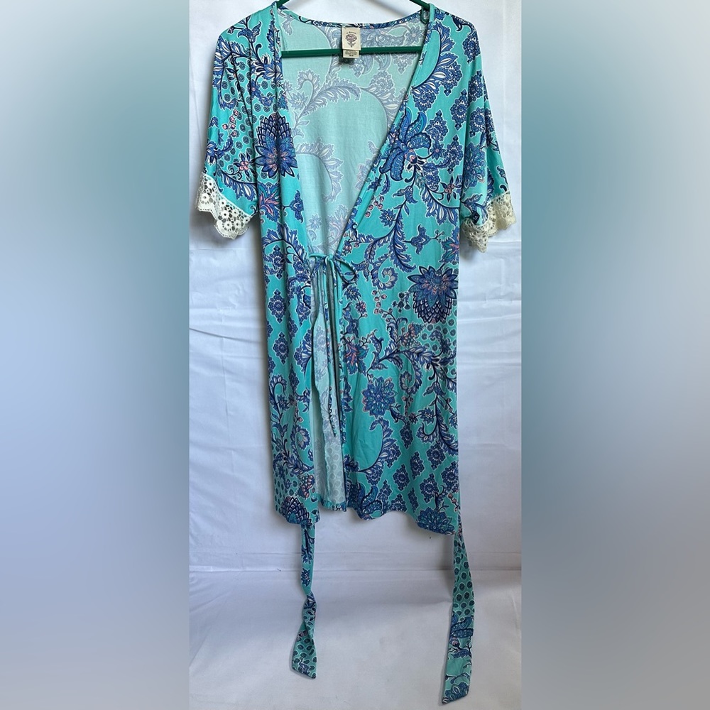 In Bloom by Jonquil Floral Short Wrap Aqua Multi Size Medium
